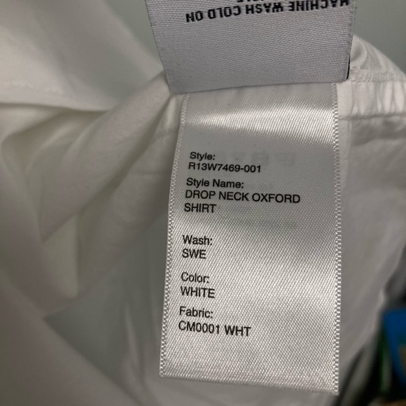 R13 Drop Neck Oxford Shirt white. Size XS. - Picture 8 of 9